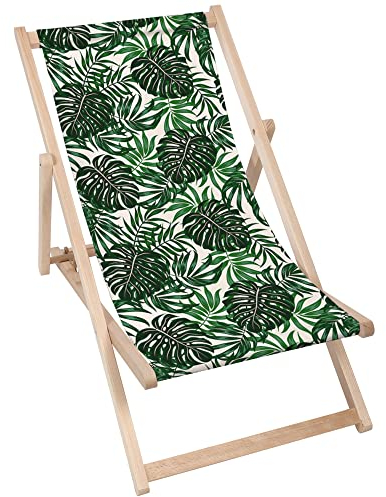 DreamRoots Liegestuhl Klappbar Holz aus Buchenholz, bis 130 kg belastbar, 3-Fach verstellbare Rückenlehne, waschbarer Polyesterbezug