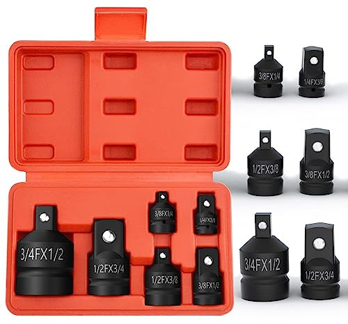 NefLaca 6Pcs Impact Socket Adapter Reducer Set 3/4'' to 1/2'',1/2'' to 3/4'',1/2'' to 3/8'',3/8'' to 1/2'',3/8'' to 1/4'',1/4'' to 3/8'' Convertor Adapter Set Impact Driver w/ Mirror Finish (TL10091)