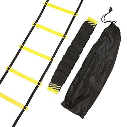 Dhouse Training Ladder 4M Agility Ladder Speed Training Football Ladder 12 Rungs Football Speed Training Ladder Agility Speed Training Equipment for Football Tennis Basketball Practice (4M)