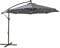 Neo 3M Garden Banana Outdoor Waterproof Freestanding Parasol LED Lights Hanging Cantilever Umbrella Sun Shade with Crank Handle Cross Base (Grey)