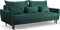 WFL GROUP Sofa mit Bettkasten - Samt Schlafsofa mit Schwarze Holzbeine - 3 Sitzer Sofa Couch mit Schlaffunktion Bettfunktion Skandinavisch Polstergarnitur - Grün
