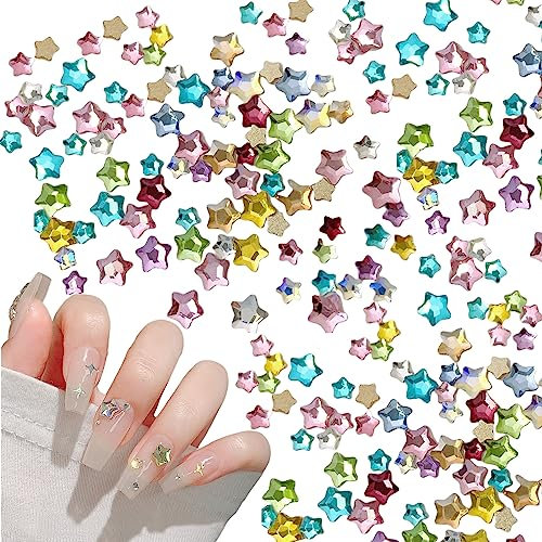 150Pcs Star Nail Rhinestones,Glass Flatback Colorful Nail Gems Diamond for Women Girls DIY Crafts and Jewelry Making Supplies