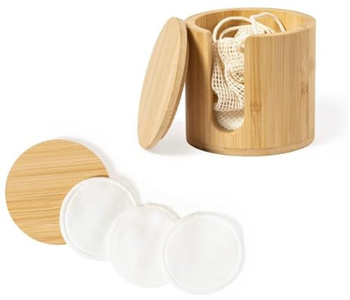 Boite a coton «10 lingettes demaquillage lavable» - Distributeur coton demaquillant lavable à personnaliser [ Démaquillant bambou ]