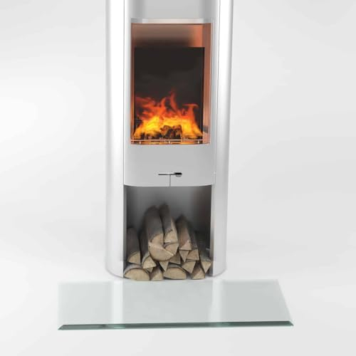 Glasplatte24 Funkenschutzplatte Rechteck für Kaminofen, Glasplatte mit 18mm Facette, Glasbodenplatte Hitzeschutz mit ESG Sicherheitsglas, 50 x 100 cm, Stärke 6mm