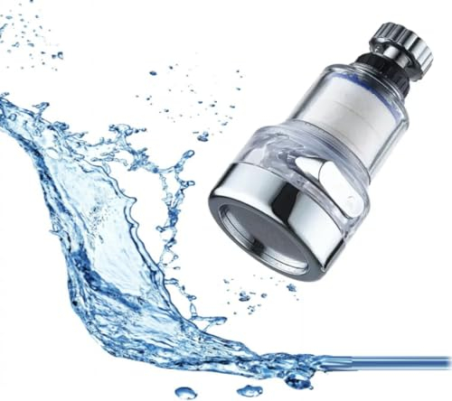 Aireador Grifo Cocina - Cabezal Filtro Agua Grifo Rotación 360º, 3 Modos y Eficiencia A+ - Adaptador Grifo Cocina con Sistema Filtro Grifo Purificador de Agua y Adaptadores Boquilla Universal