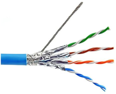 Câble Ethernet LAN Cat 6A Installation RJ45 S/FTP Double Blindage cuivre Massif 23AWG 0.57mm LSZH 10G Fil réseau Internet Bleu (Size : 10M)