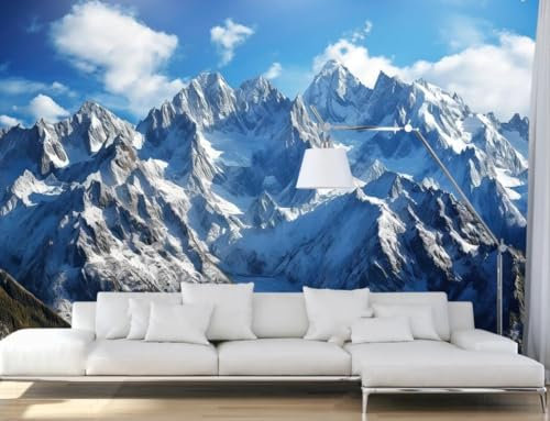 Papier Peint Panoramique Tropical Paysage Motif Chinois Tapisserie Murale 3D Paysage De Montagne Enneigée Bleue Salon Chambre Adulte Enfant Zen Poster Geant Mural