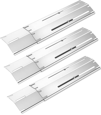 SWAWIS 3 Set 29.8-53.3cm Plaque Chauffante Universelle pour Grill, Acier Inoxydable 430 Dompteur de Flammes Réglable pour BBQ, pour Landmann Outback Brinkmann(Argent)