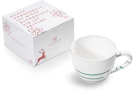 GMUNDNER KERAMIK Teetasse Maxima in einer Geschenkbox, Pure Flamed Green, 382.7 g, handgefertigt in Österreich