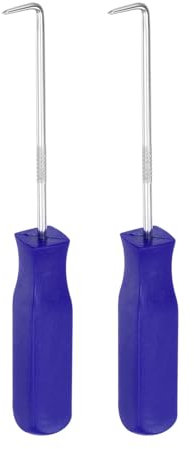 sourcing map 2pcs 90 Degree Picks 135mm Chrome Vanadium Steel Cr-V TPR Plastic Handle Square Automotive Pick Tool Set for Removing O Rings Small Items, Blue