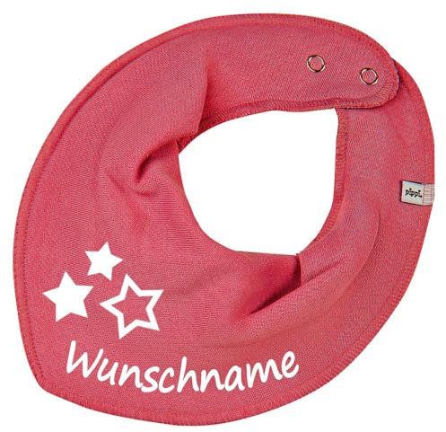 HALSTUCH mit Namen oder Text personalisiert für Baby oder Kind aus Baumwolle in Einheitsgröße 3 Sterne altpink