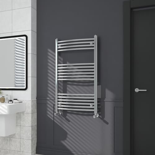 Warmehaus Contemporary Curved Bathroom Heated Towel Rail Radiator Rad 1000 x 600mm - Chrome
