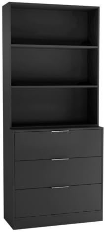 URBNLIVING 60/80cm 3 Drawer Tier Wooden Storage Chest Cabinet & Display Bookcase Shelving