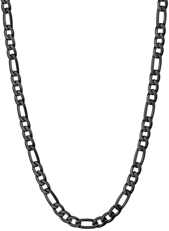 U7 Black Plated Chain for Men Stainless Steel Necklace 18inch Figaro Link Chains Necklaces Hip Hop Jewellery