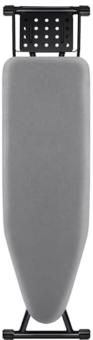 Aoufottes Klappbares Bügelbrett, 110x34cm Dampfbügelbrett mit Metallnetz, Bügeltisch mit 5mm Schaumstoffunterlage und Bügeleisenablage, Bügelbrett mit Antirutschfüßen,stabiles Gestell, (Grau)
