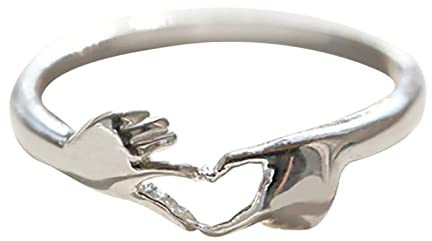 YWJewly Ringe Edelstahl Damen To My Daughter Ring Silberring mit einem offenen Herzen für eine Lady Finger Herzringe für Frauen MADE WITH LOVE O Ringe Dichtungsset Wasser (Silver-5, One Size)
