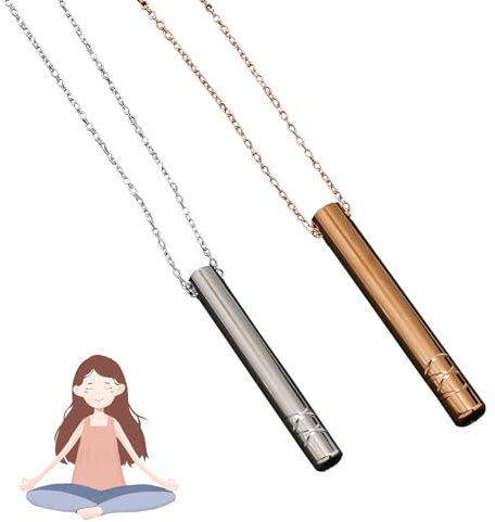 Geaanen 2 Stück Halskette Rauchfrei, Rauchentwöhnung Kette,Rauchentwöhnung HilfsmittelGeeignet für Tiefe Atemübungen Meditation Stressabbau und Entspannung (Silber + Roségold)
