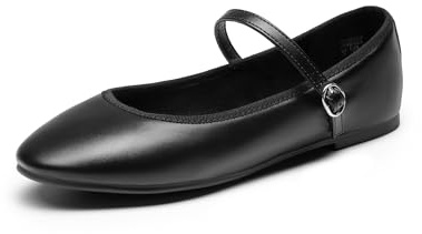 DREAM PAIRS Schuhe Damen Ballerinas Mary Jane Schuhe Trachtenschuhe runde Zehen Bequeme Elegante für den Alltag,Size 41,Schwarz-Pu,SDFA2441W