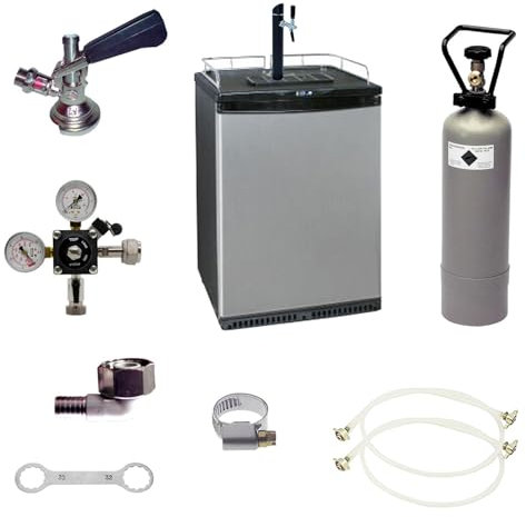 Komplett Set - Fasskühlschrank, Zapfkühlschrank (Bierbar) - inkl. Schanksäule und Kompensatorhahn, Zapfkopf - KeyKeg