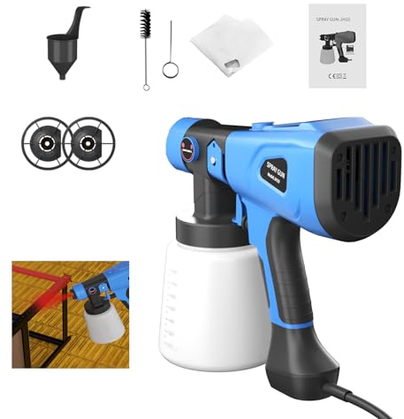 Farbsprühsystem, Elektrisches Lackierpistole, 1000ml Großer Behälter Lackierpistole mit 3 Düsen, 3 Muster, mit 2PCS Filterpapier für Lacke, Zaun, Geländer und Lasuren