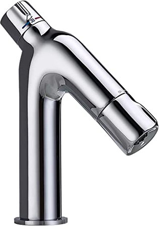 ZXFNVXC Badezimmer-Wasserhahn, Chrom, Thermostat-Waschbeckenhahn, Messing, Waschtisch-Mischbatterie, Einhebelmischer, Einloch-Waschtischhahn, an Deck montierter Waschtisch-Wasserhahn