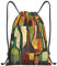 VBNTY Rucksack mit Kordelzug, wasserdicht, Kordelzugbeutel, Weinflasche, Kunst, Rucksack, Sporttasche, Schwarz , S