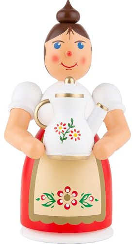 Erzgebirge Palast Franz Karl Räuchermännchen Frau mit Schürze und Kanne - 17 cm
