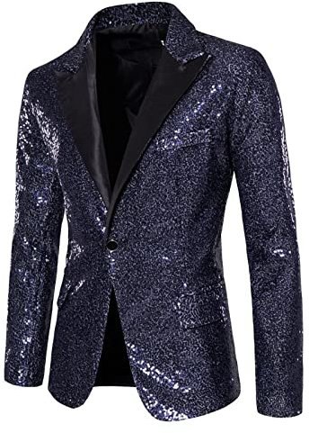 kurze winterjacke herren blazer, Glitzer Sakko Herren Regular Fit Ein Knopf Anzugjacke Disco Rave Karneval Kostüm Pailletten Blazer Hochzeit Party Herrenjacke Glänzende Silvester Outfit Smoking
