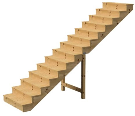 Scala esterna di 241 cm, 14 gradini, in legno, diametro 29 cm, larghezza 120 cm