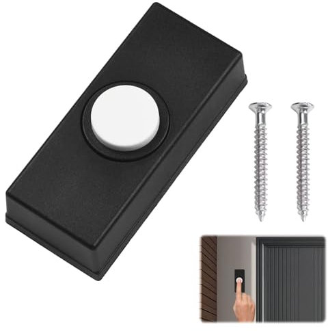 Wired Doorbell Button,Doorbell Wired,Wired Door Bell Button,Door Bell Wired,Door Bell Push with 2pcs Screws Wall Mounted Weatherproof Wired Doorbell Chime for Home Garage Warehouse(55*24*14mm,Black)