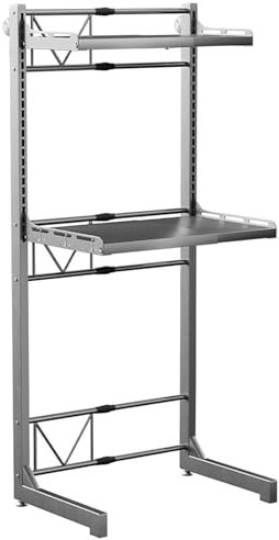 MiSMiAO Regal über Waschmaschine,Höhenverstellbarer Wäschetrocknerständer,Lagerregal über der Waschmaschine, für Waschmaschine und Trockner (Ⅱ Partitionen,62x40x161 Grau)