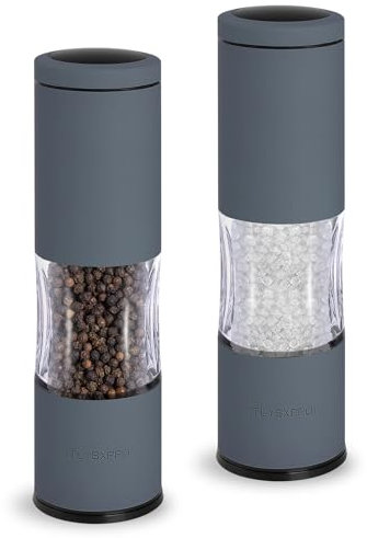 TLYSXPRO Salt and Pepper Grinder Set with Adjustable Coarseness | Manual Pepper Mill Grinder with Refillable Design | Ceramic Core | Kitchen Essential (2 Packs, Blue-Grey)