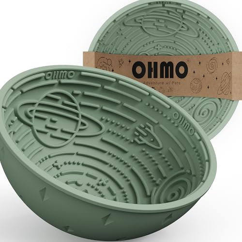 OHMO Slow Feeder Dog Lick Bowl, Silicone Pet Lick Bowl Dog Enrichment Accessories Toy Space Star, Lick Mat for Anxiety Relief and Boredom Reduction, Sage Green