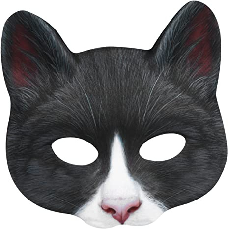 DECHOUS 1 Pièce Halloween Masque de Chat Animal En Eva Noir Pour Halloween DéGuisement RéAliste Avec Moustache IdéAl Pour DéCorations De FêTe Et Cosplay