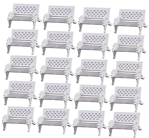 Gatuida 20stücke Miniatur Parkbank Modelle Vintage Gartenbank Ornament Für Puppenhaus Mini Landschaftsdekor Simulation Lampe Für Kinderzimmergestaltung