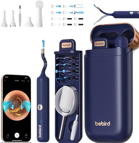 Kabelloser Ohrreiniger mit Kamera, HD visuelles Otoskop-Ohrenschmalz-Entfernungswerkzeug-Set, intelligenter Ohrpicker mit Licht, 13 weiche Spitzen und Pinzette, für Erwachsene und Kinder, nasses