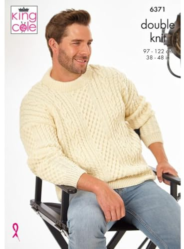 King Cole DK Knitting Pattern Pamphlet - 6371 Men's Sweaters (2 Designs)