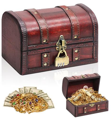 Spetsbst Schatztruhe aus Holz mit Schloss, Vintage Schatztruhe Geschenke