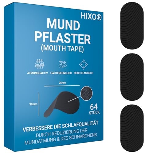64x Mundpflaster gegen Schnarchen – Extra starker Halt & auch geeignet für Bartträger| Anti-Schnarch Tape für besseren Schlaf & Nasenatmung | Hautfreundlich, Premium Baumwolle, schwarz