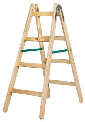 Systafex® Leiter Doppelstufenleiter Malerleiter Elektrikerleiter Stehleiter Holzleiter (4 Stufen) 1,25m