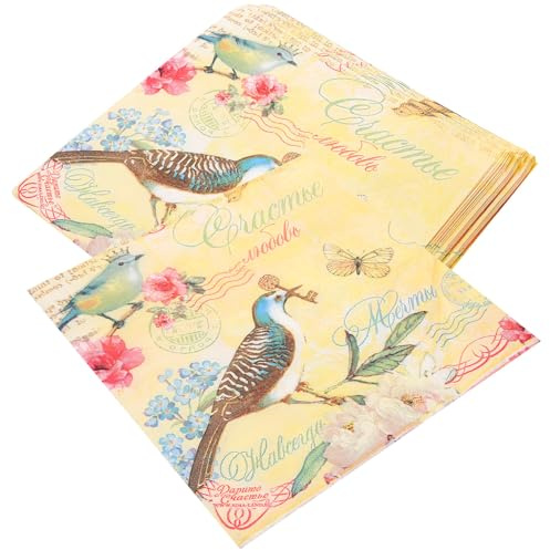 Antike Servietten 40 Blatt aus Zellstoff, Dekorative Partyserviette | Zarte Druckmuster, Kreative Optik, für Dinner und Alltägliches Empfangen Zufälliger Stil