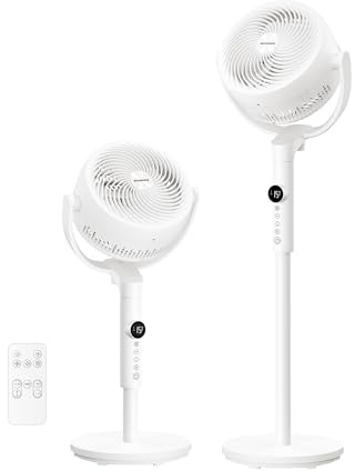 SONGMICS Standventilator, leise 20 dB, mit Fernbedienung, höhenverstellbar | Luftzirkulator, 120° und 135° Oszillation, 15 Geschwindigkeiten, 15 Std. Timer, wolkenweiß, ISLAND Kollektion XFC002W1EU