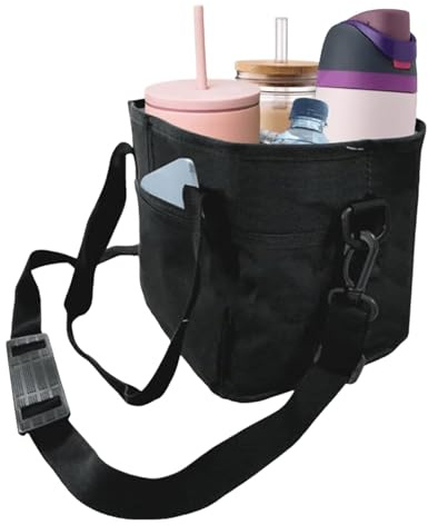 4 Compartment Drink Bag | Insulated Drink Caddy Carrier Bag | Multiple Tumbler Cup Carrier With Adjustable Strap | Family Size Insulated Drinks Holder For Outdoor Hiking Walking Sports