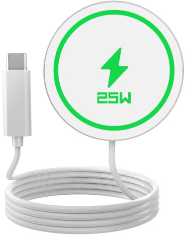 25W Wireless Charger for MagSafe Only for iPhone 17/16/15/14/13/12 | Ultra-Slim 5mm Design, Magnetic Wireless Charging, Advanced Heat Separation, Premium Aluminium Housing, 1.2m Braided Cable