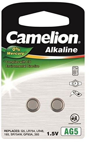Camelion Premium Alkaline Uhrenbatterie AG5 / LR754 / 393 2er-Blister