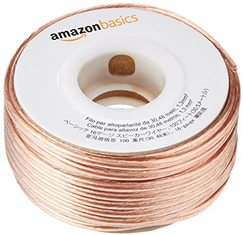 Amazon Basics Cable para altavoces (calibre 16, 2x1,3 mm²), 30.48 m, Bronce