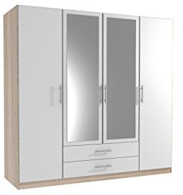 SPEYER Germanica Bedroom Furniture 4 Door Wardrobe + Matching Top Box in LIGHT OAK & WHITE Colour, MADE IN GERMANY