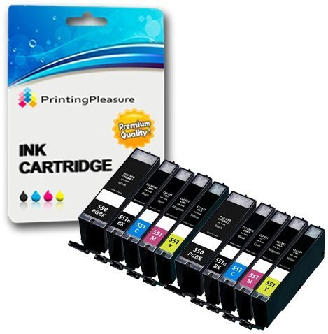 Printing Pleasure 550XL 551XL Ink Cartridges,Compatible Ink Cartridge Replacement for PGI-550XL CLI-551XL for iP7150 iP8750 MG6350 MG7150 MG7550 (2 Set-10xl)