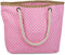 styleBREAKER Strandtasche mit Punkte Muster und Kordelgriffen | großes Hauptfach mit Reißverschluss | inkl. abnehmbarer Kosmetiktasche | Shopper Damen mit Bast-Detail, Farbe:Neonpink-Weiß