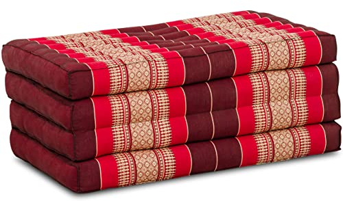 Nachhaltige Klappmatratze aus Kapok - 200x80x8cm - Gästematratze, Faltbare Matratze für Van, ökologische Yogamatte, klappbares Gästebett, Liege für Garten und Balkon (Rubinrot)